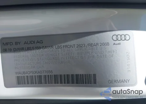 2019 Audi S5 3.0T Premium from USA, damaged, VIN WAUB4CF50KA077656